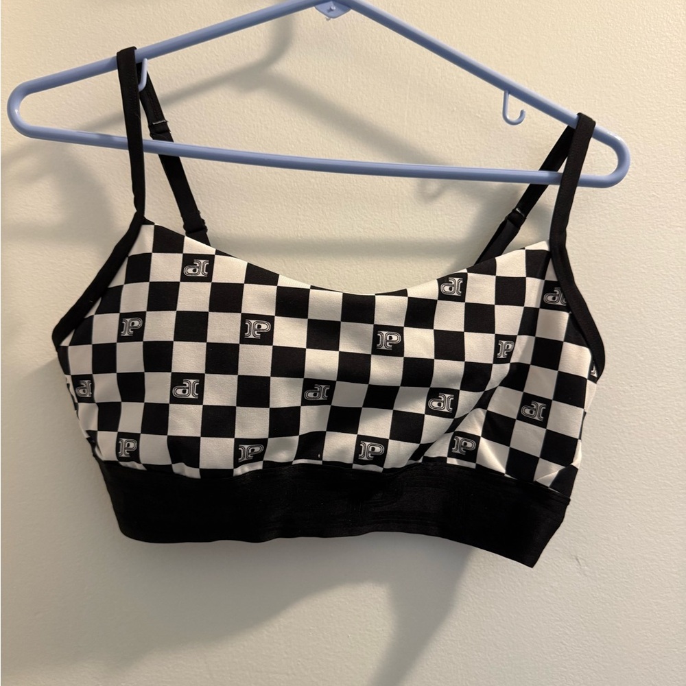PINK Victoria's Secret Black and White Checkered Sports Bra